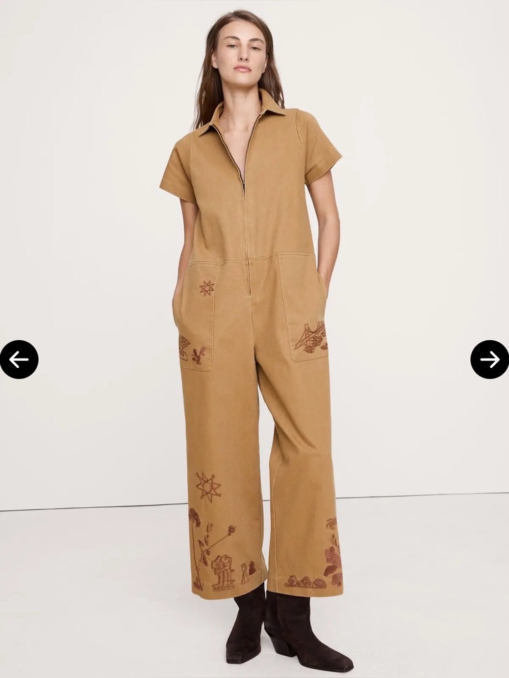 Banana Republic Embroidered Short-Sleeve Utility Jumpsuit